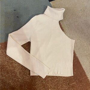 lelis one sleeved tan sweater